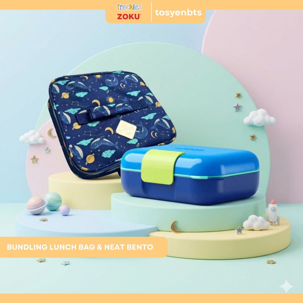Bundling Freckles Lunchbag & Zoku Neat Bento Junior - 1set Tempat Makan dan Tas Bekal / Kotak Makan 