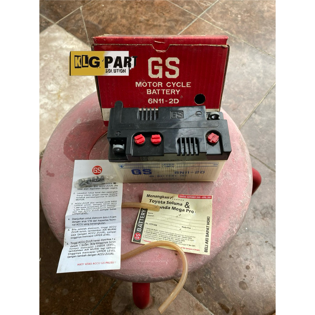 6N11-2D Aki Accu Baterai Batre GS C70 C700 C90 C50 C800 Supercup 6V 6Volt Japan Kardus Merah