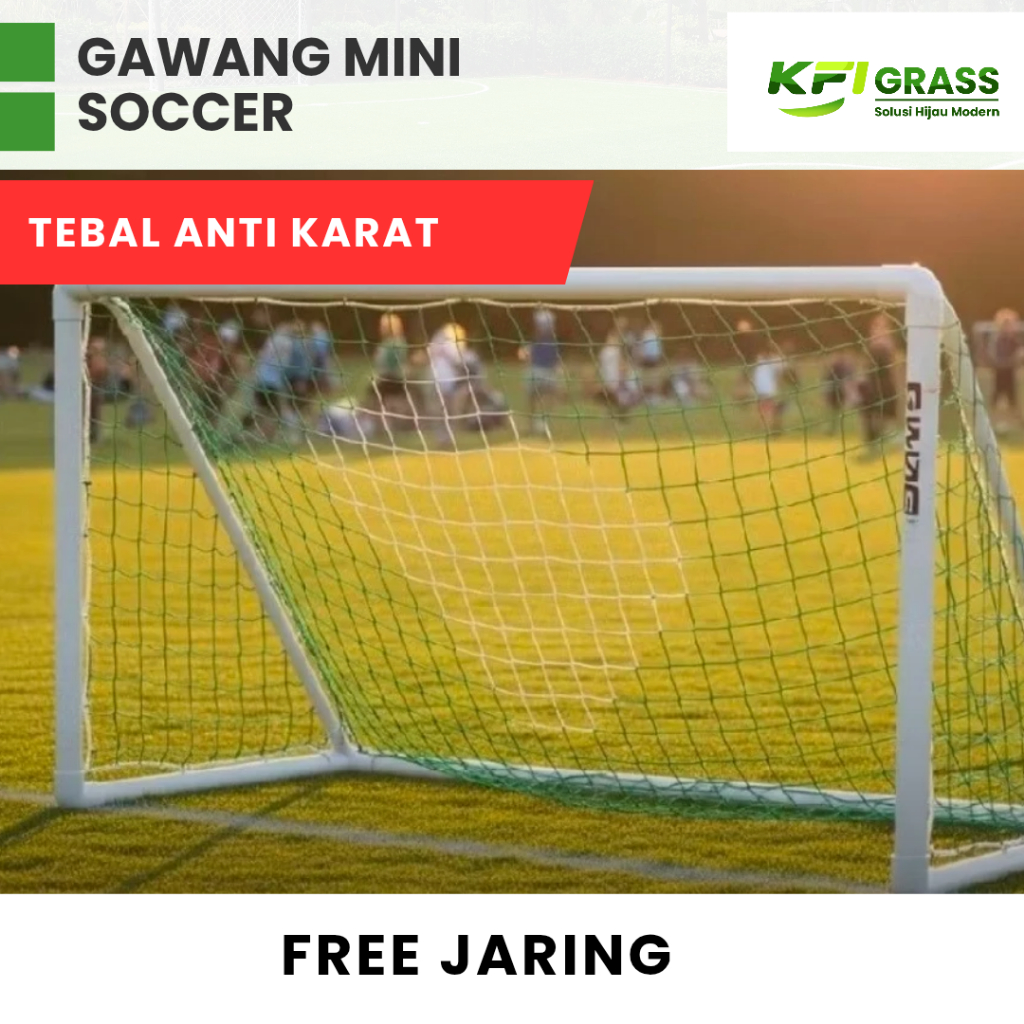 Gawang Mini Soccer Besi 2x5 Meter Kokoh Tebal Anti Karat + Jaring Futsal Profesional Kuat