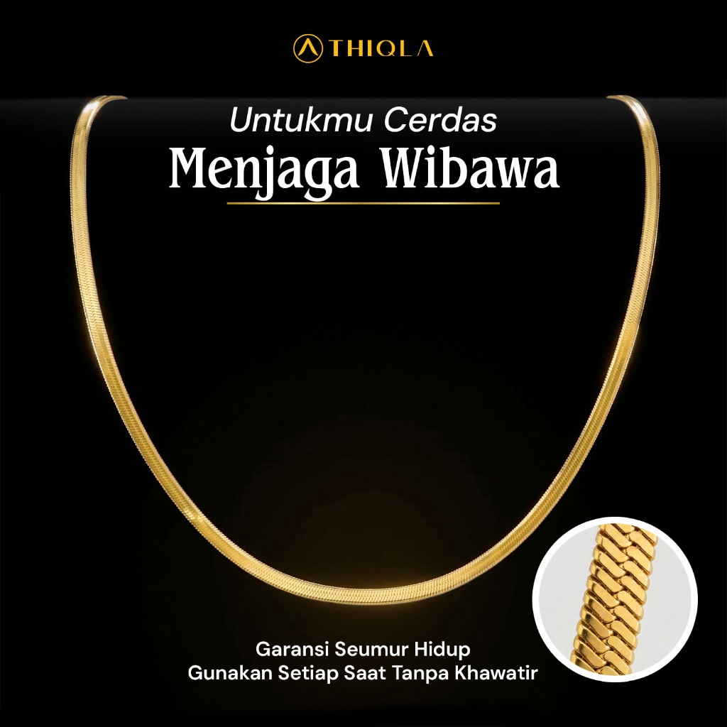 THIQLA - Kalung Cewek Cantik IZZAH - Kalung Adjustable Mirip Kalung Emas Asli - Kalung Kecil Tipis W