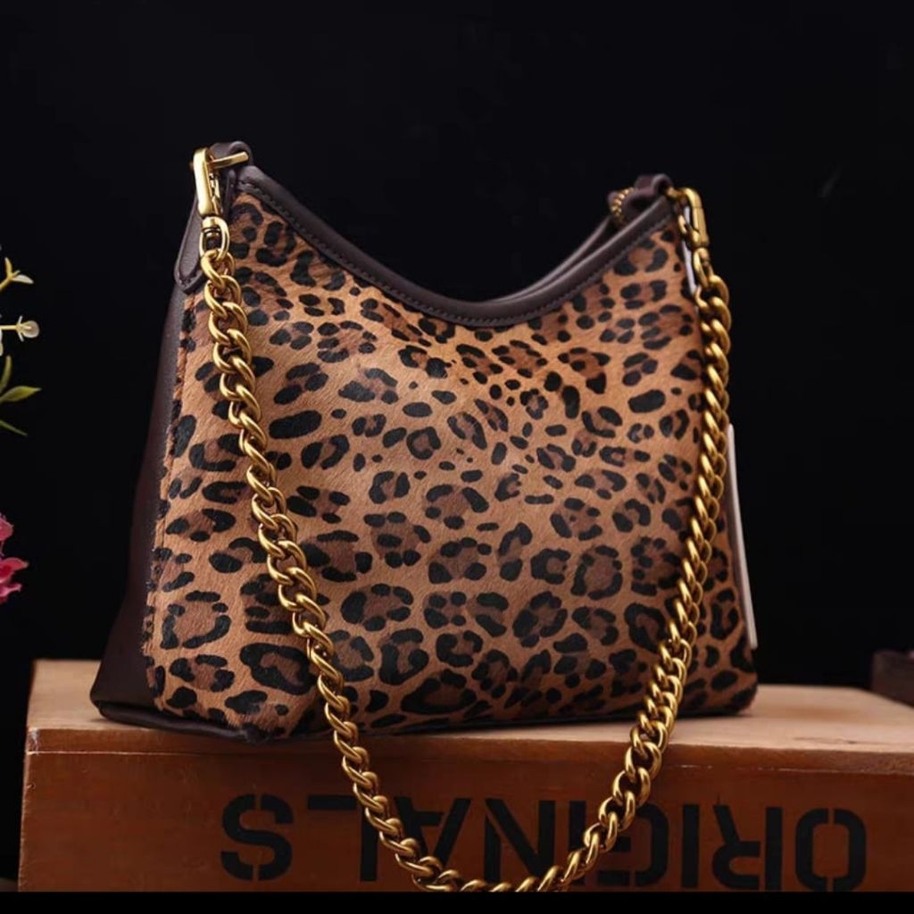 Tas Rane Dona Leopard original,tas selempang 2 face,tas tali rantai mewah