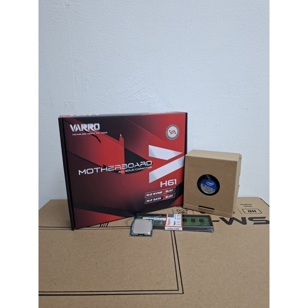 Paketan Baru Mainboard VARRO H61 + Core i5 3470 + Fan + Ram