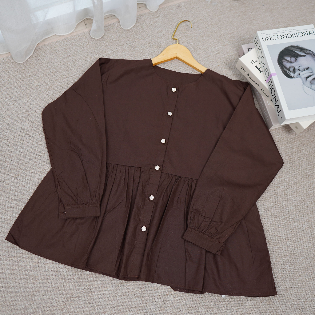 Elika blouse wanita | blouse poplin | atasan wanita kancing gold