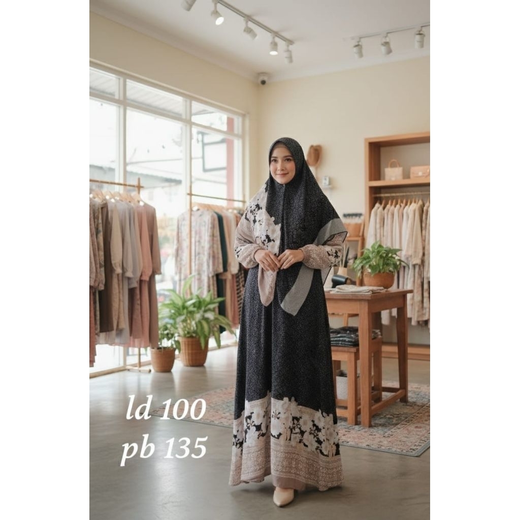 Gamis set hijab halus adem