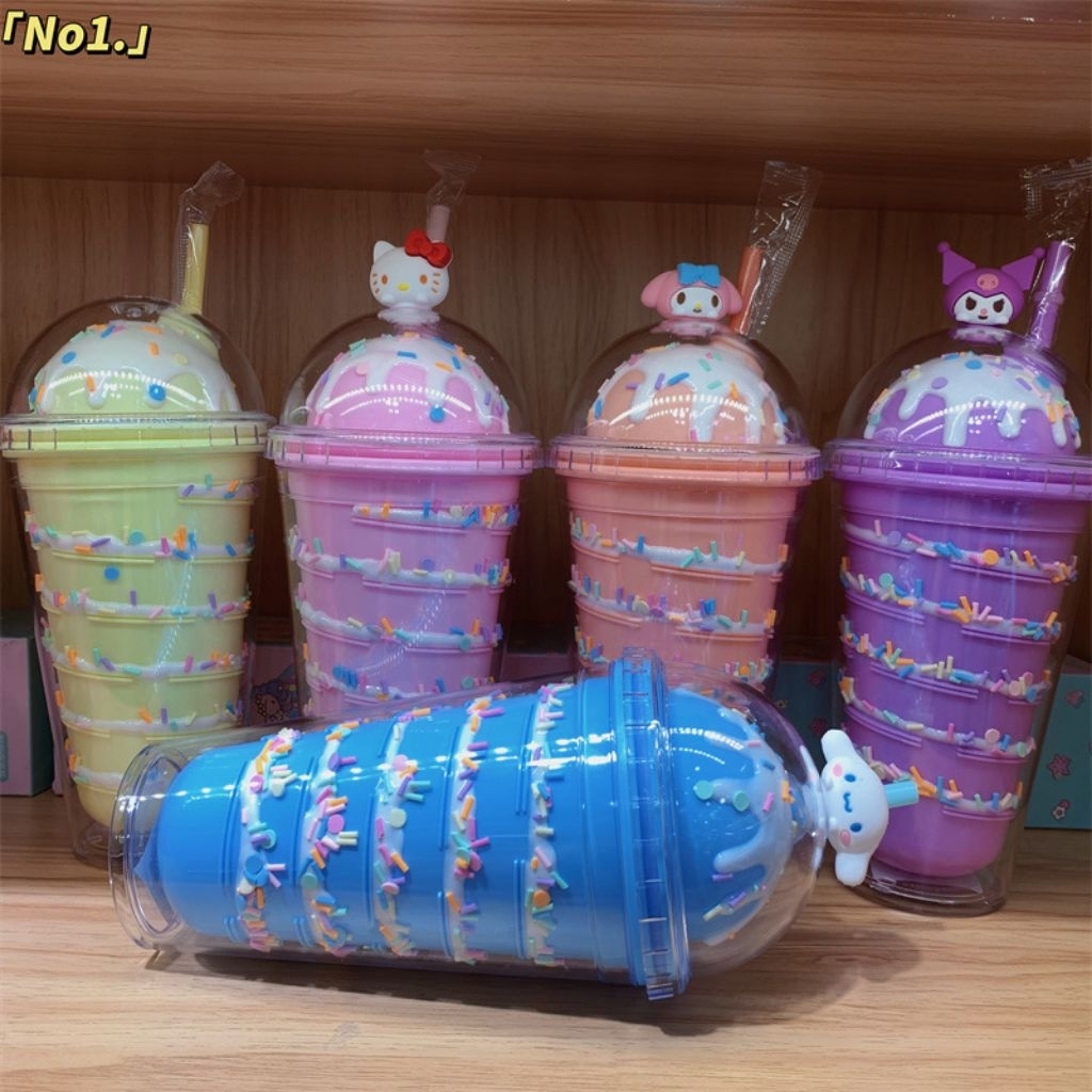 Gelas Sedotan Cinnamoroll Melody Kitty Kuromi Tumbler Es Krim Tempat Minum Unik Lucu Ice Cream Cup C