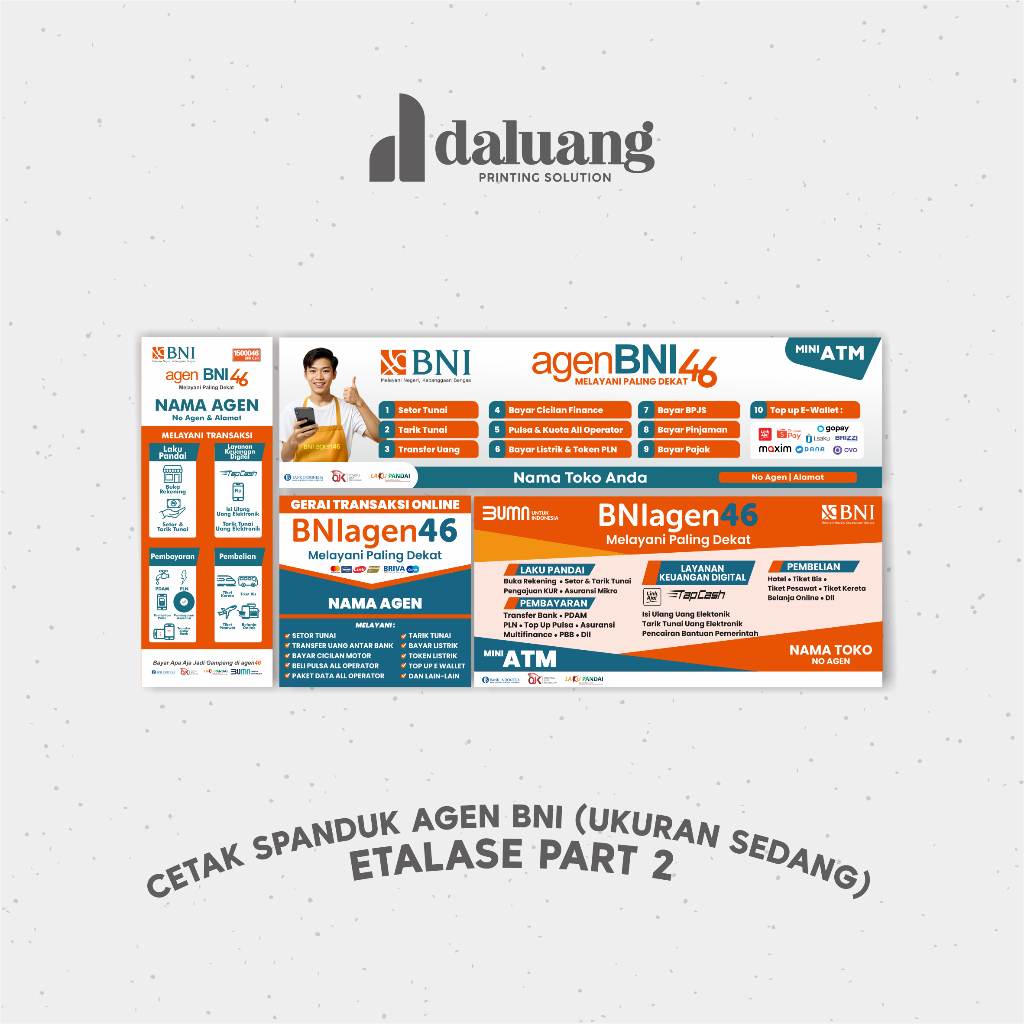 Spanduk Banner Agen 46 Agen46 BNI Custom (Banner Part 2 Ukuran Sedang) Bisa COD