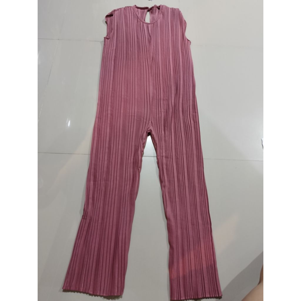 jumpsuit panjang wanita plisket
