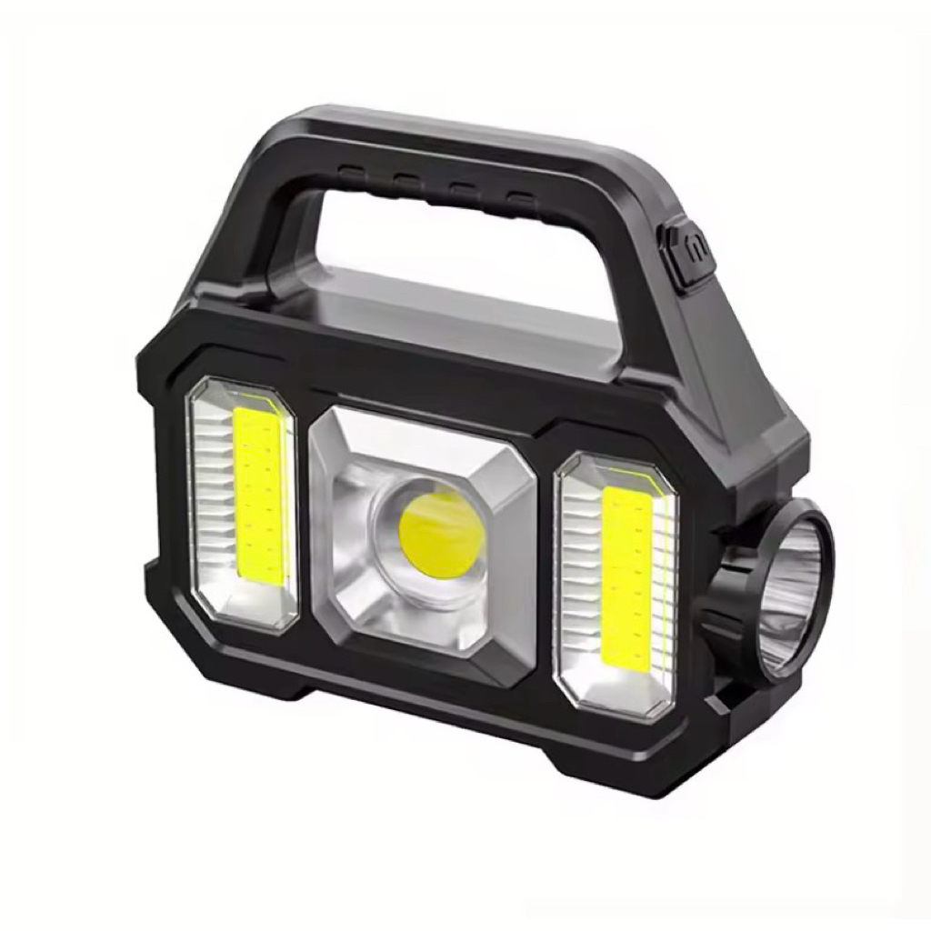 Lampu senter portable led cob tenaga surya dilengkapi charger hp