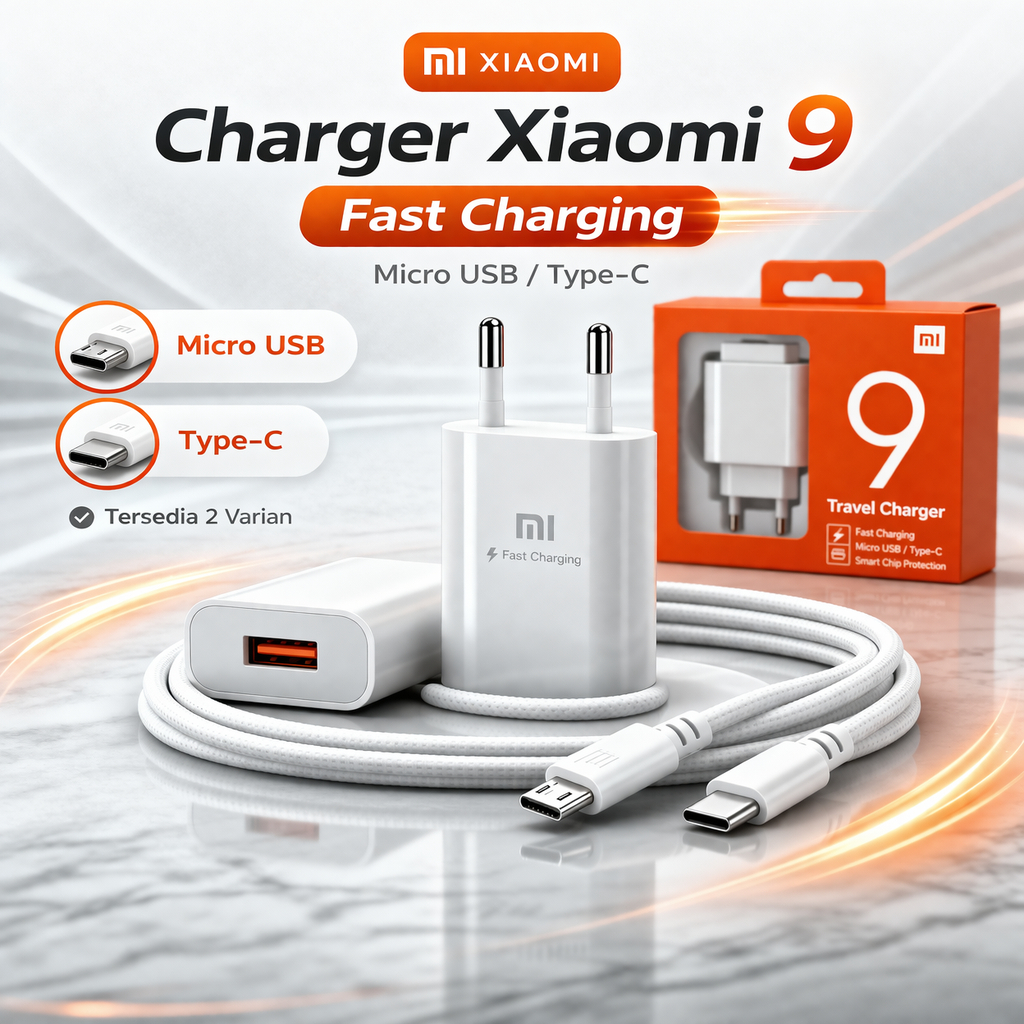 Charger Xiaomi 9 Fast Charging 18W Type C & Micro USB