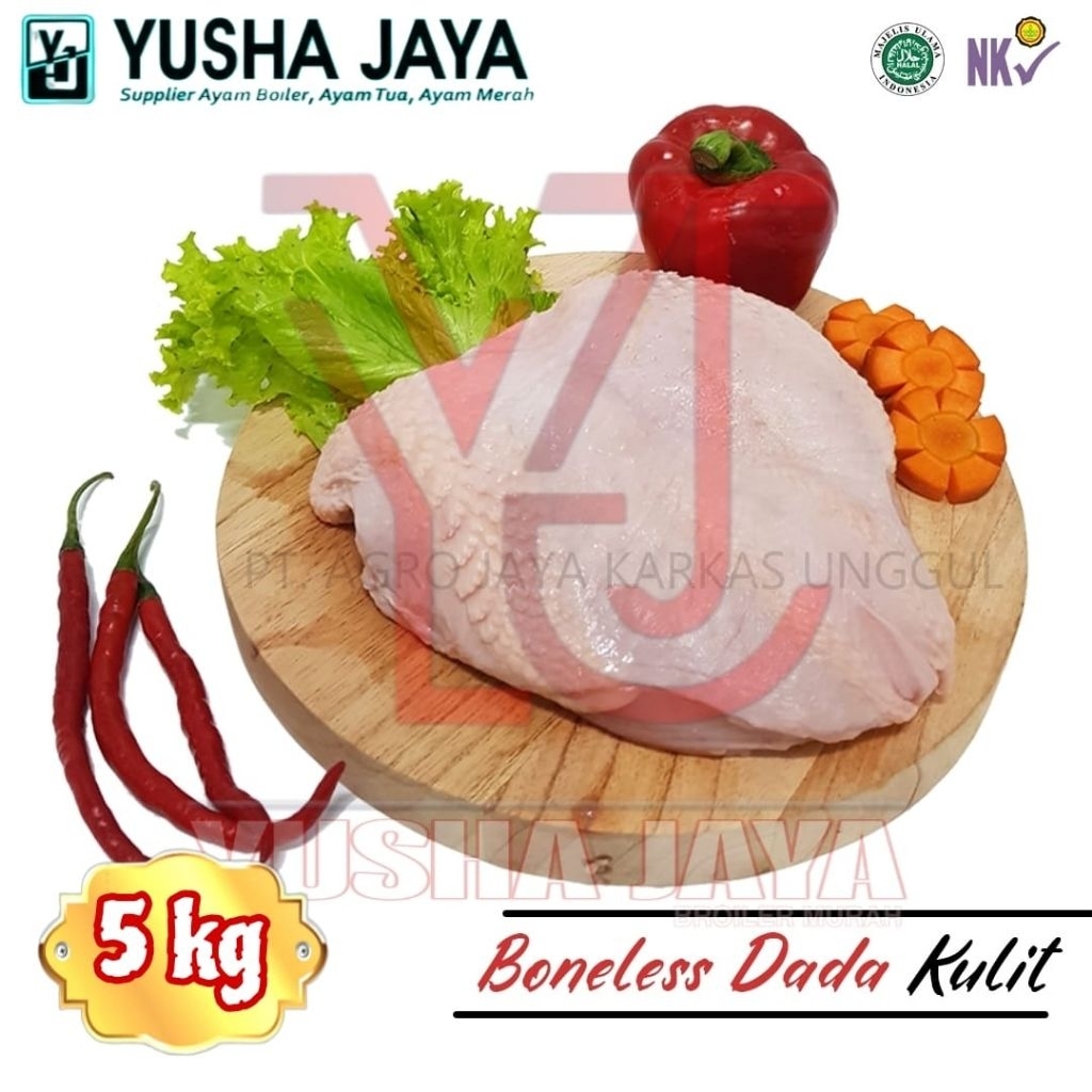 Fillet Dada Ayam Dengan Kulit 5kg, Boneless Dada Kulit, Fillet Dada Ayam Fresh, Fillet Dada Grosir 5