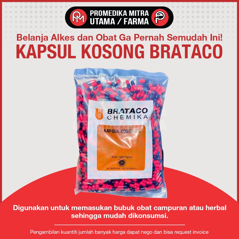 Kapsul Kosong Brataco berbagai macam ukuran warna warni