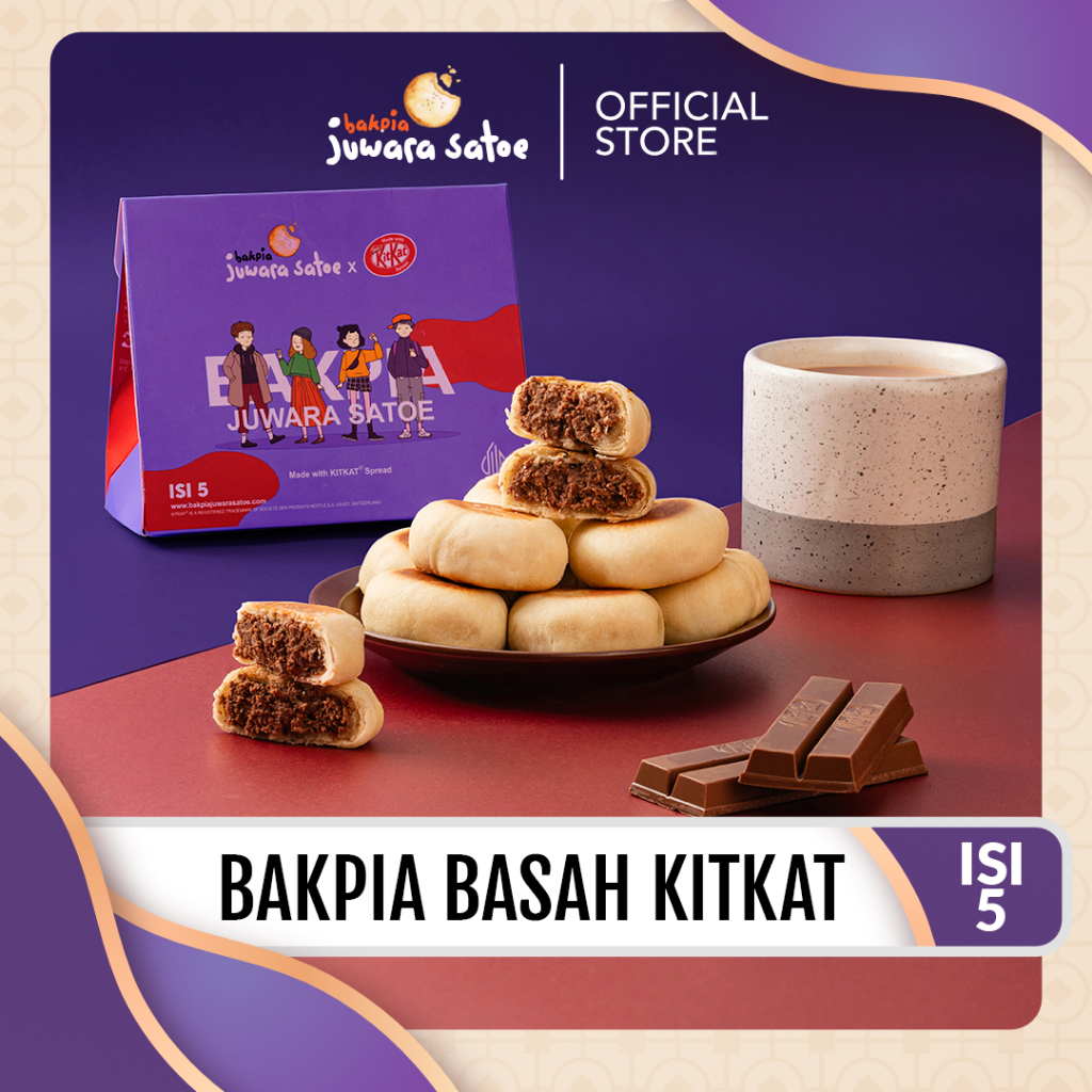 JUWARA SATOE [ Isi 5 ] Bakpia Basah Kitkat - Oleh Oleh Khas Jogja