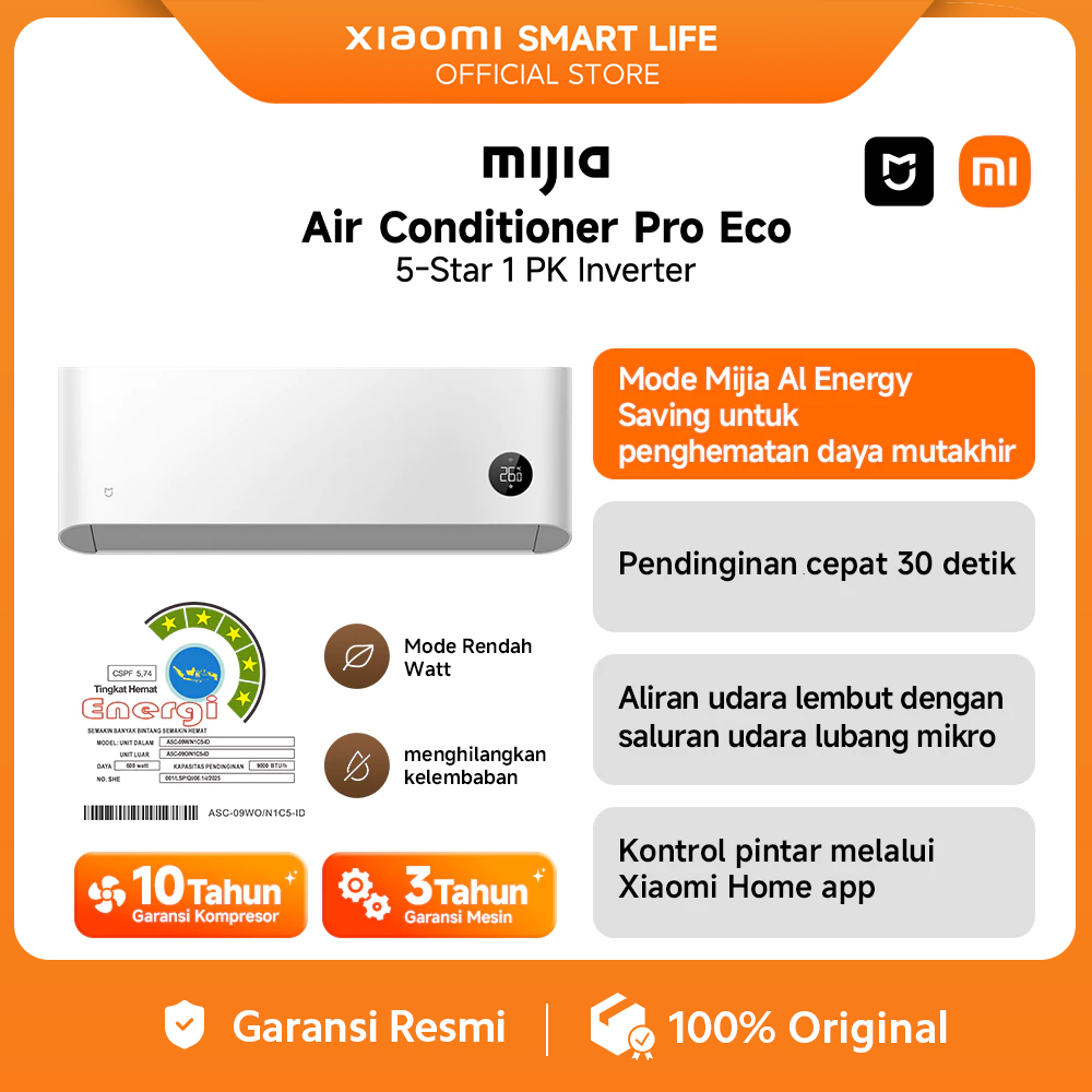 [Unit Only] Xiaomi Mijia AC Air Conditioner 1 PK Inverter Pro Eco 5-Star | Low Watt | Smart Control 
