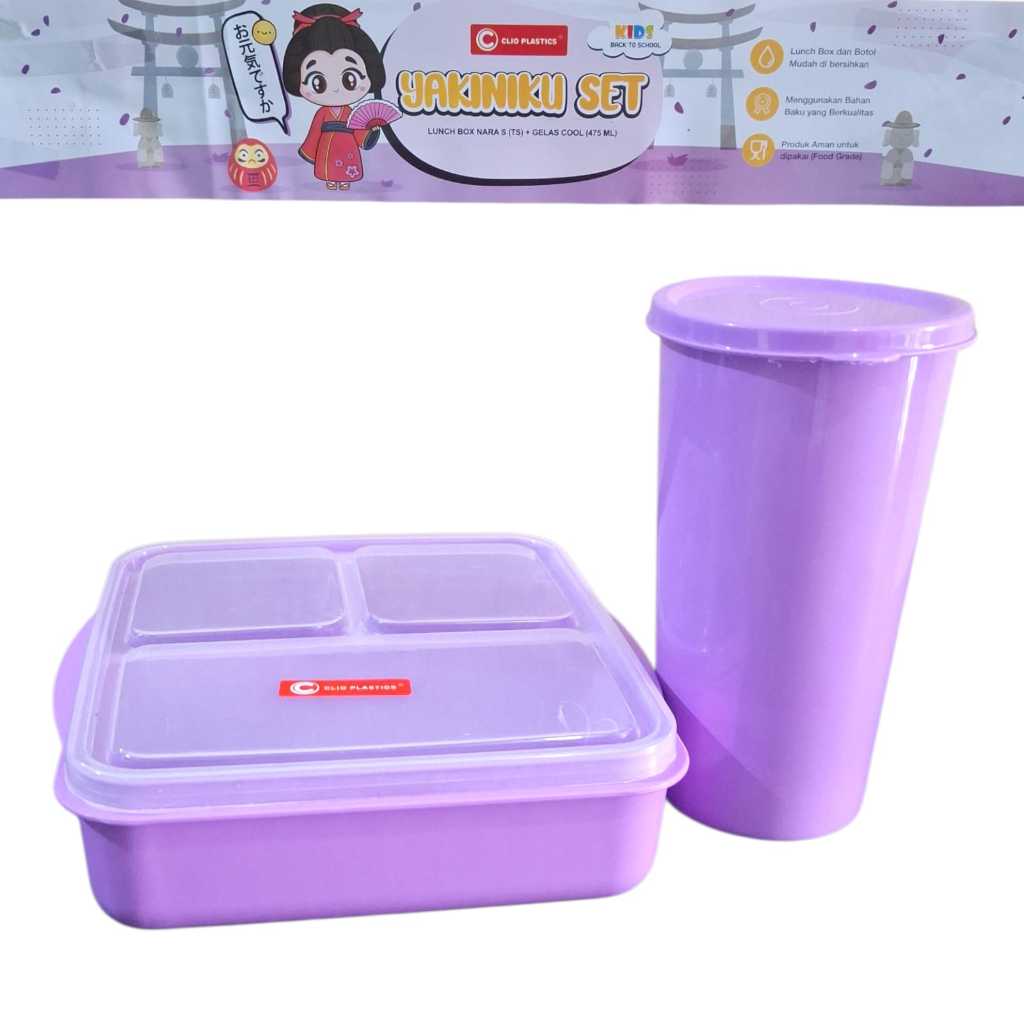 Yakiniku set plastik murah / lunch box + botol minum murah / Souvenir Kitchenware