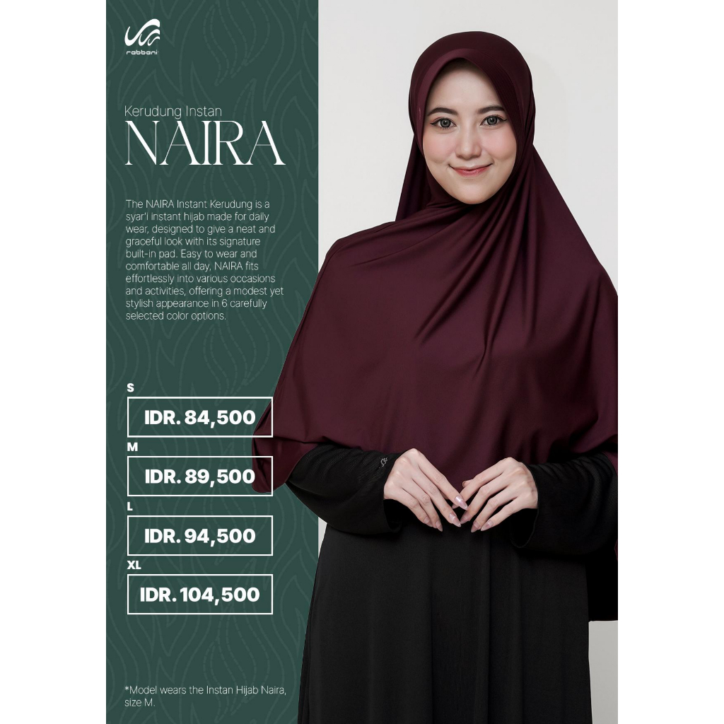 Kerudung Instan Naira | Kerudung Instan | Kerudung Rabbani | Kerudung Instan Rabbani [Ori Rabbani]