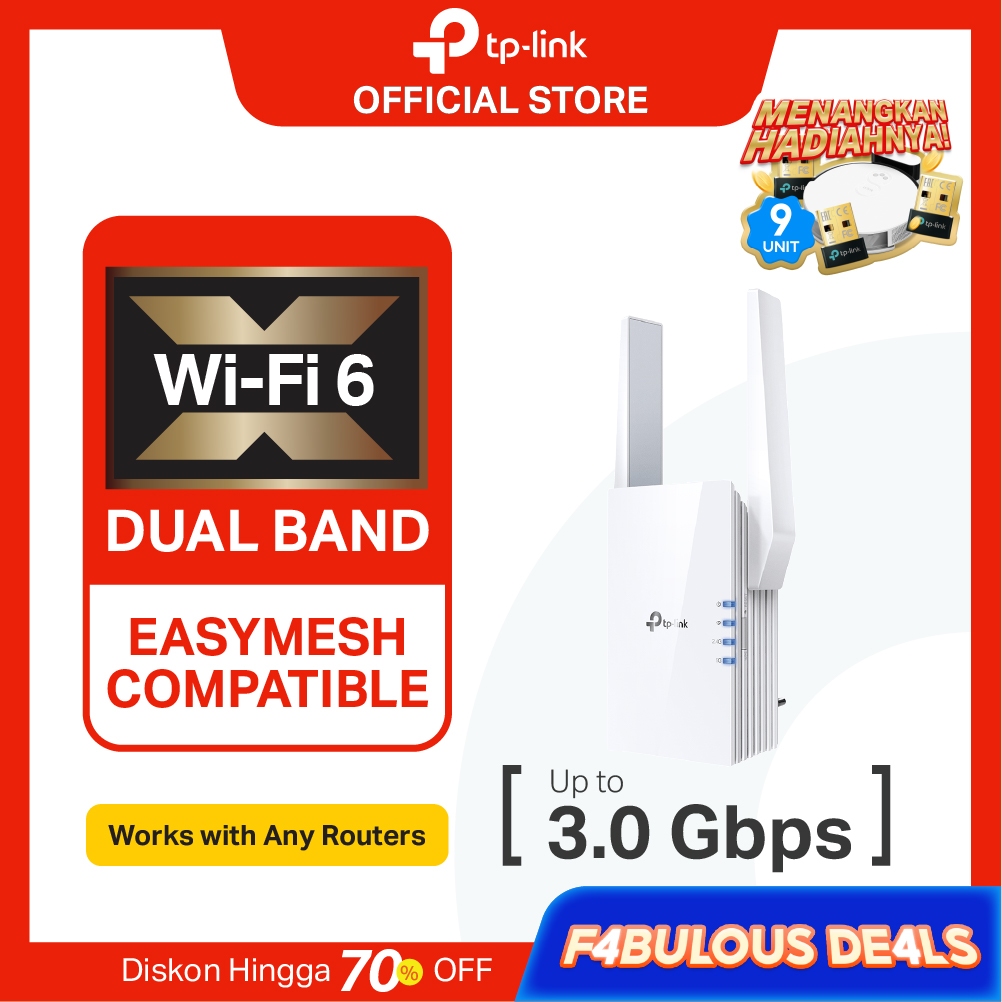 TP-Link RE705X | AX3000 WiFi 6 Extender | Mesh | Dual Band | 3 Gbps | Access Point | RE605X RE505X