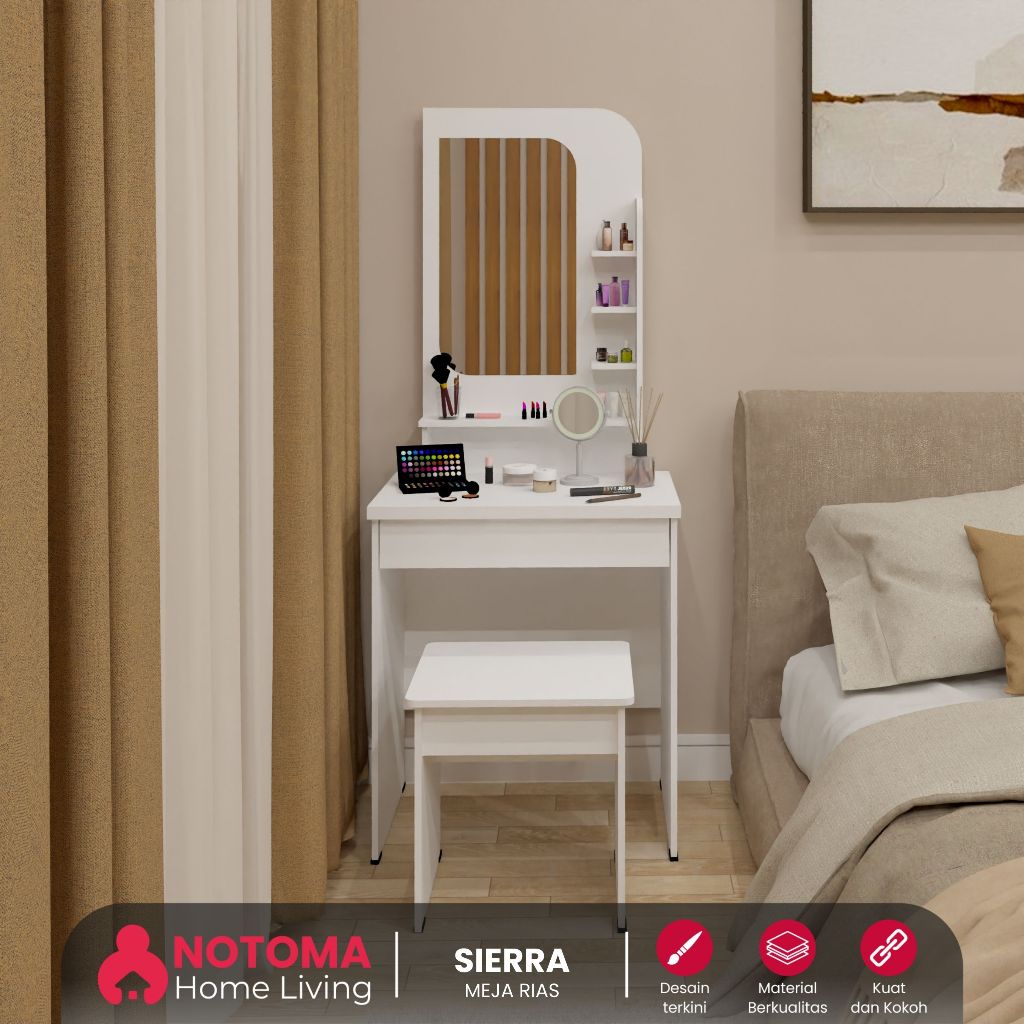 Mjea rias Termurah minimalis meja rak skincare set kursi