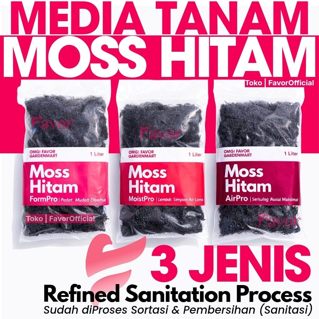 MOSS HITAM 3 JENIS SUDAH DIBERSIHKAN Media Tanam Anggrek / Tanaman Hias Bunga Epifit : Mudah Dibentu