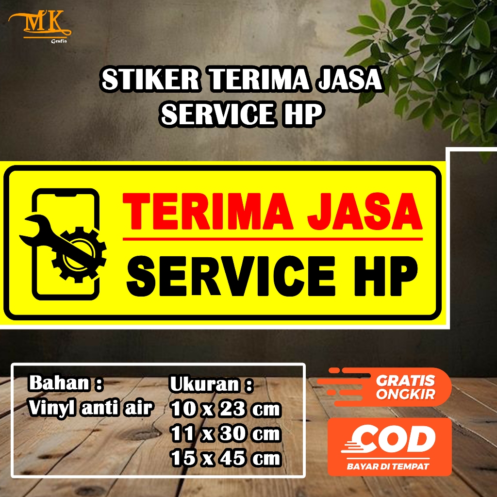 STIKER TERIMA JASA SERVICE HP | BAHAN VINYL ANTI AIR