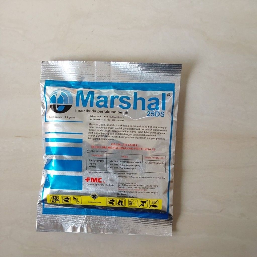 Insektisida Marshal 25 gram - Efektif untuk Perlindungan Benih, Sistemik, Bubuk Merah Muda