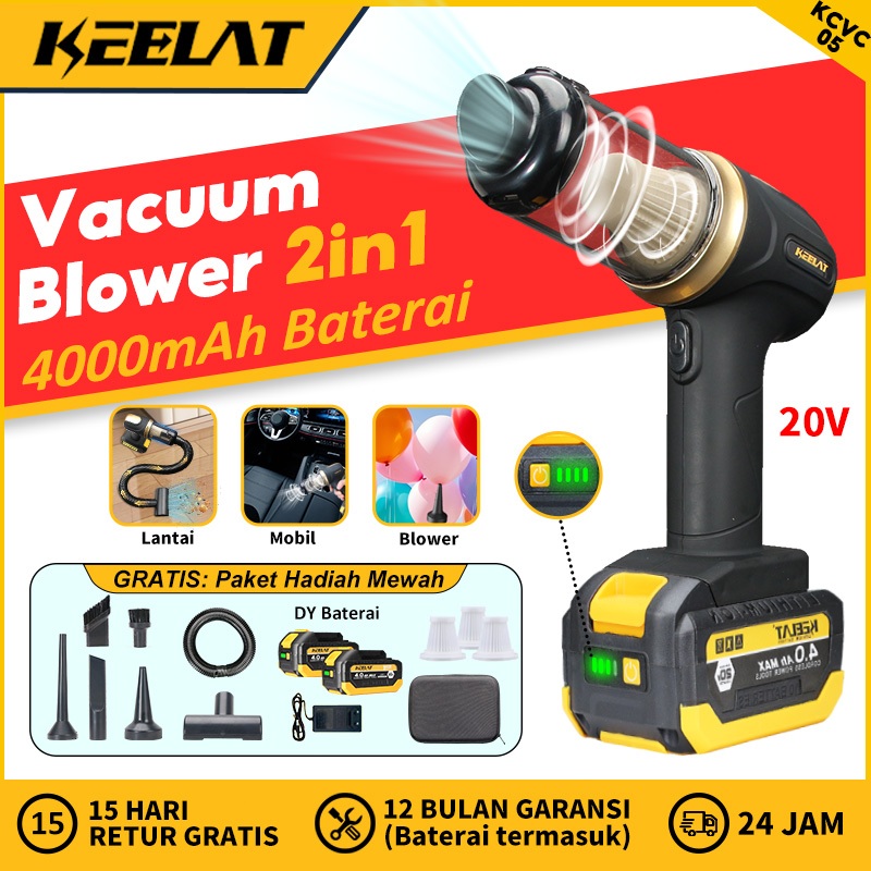 Keelat Kcvc05 4Mah Portable Alat Penyedot Debu Vacuum Cleaner Serbaguna Mobil Vakum Pembersih