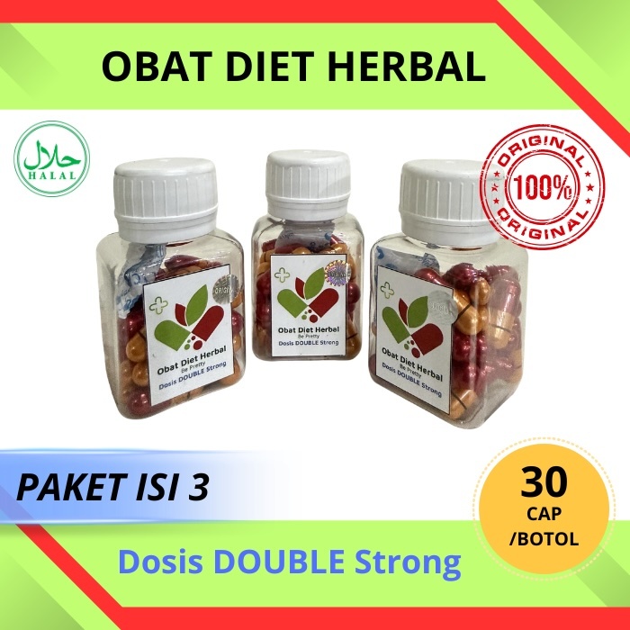 PAKET HEMAT ISI 3 - Obat Diet DOUBEL STRONG | Kapsul Pelangsing Diet Kualitas 1 Ring 1 ASLI 1000% | 
