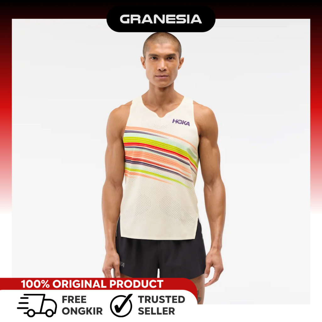 Baju Olahraga Lari Cowok Hoka Race Day Singlet 1173510P| Baju Olahraga Lari Pria