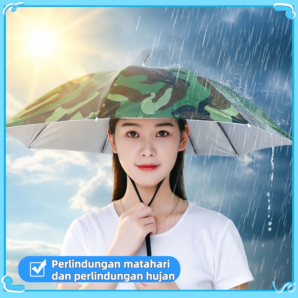 [COD]70CM Payung Kepala Outdoor/PAYUNG PANCING KEPALA/Payung anti uv/Topi payung kepala/Topi payung 