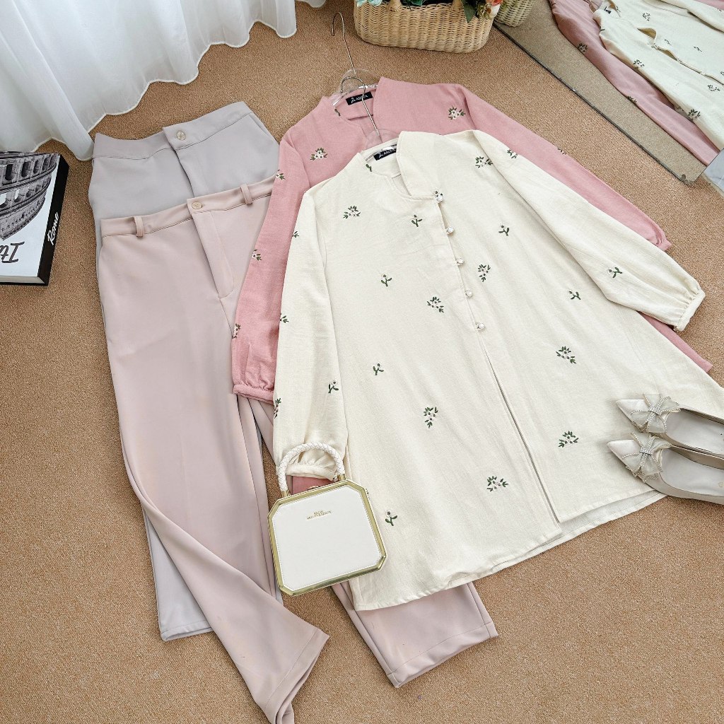 Asofa Jeynara One Or Set Blouse Aksen Bordir Mix Celana Scuba