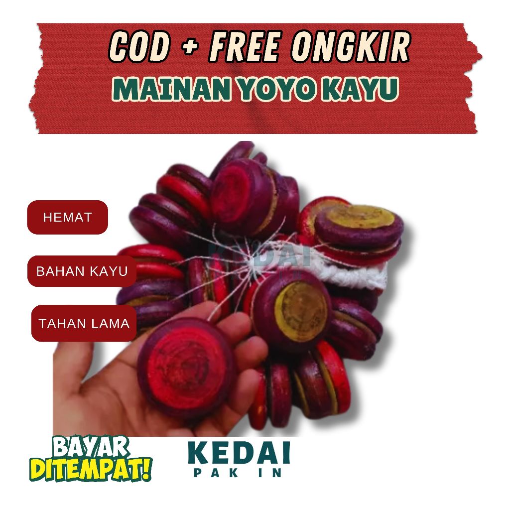 YOYO KAYU ISI 20 PCS MAINAN TRADISIONAL JADUL ANAK MURAH HARGA GROSIR