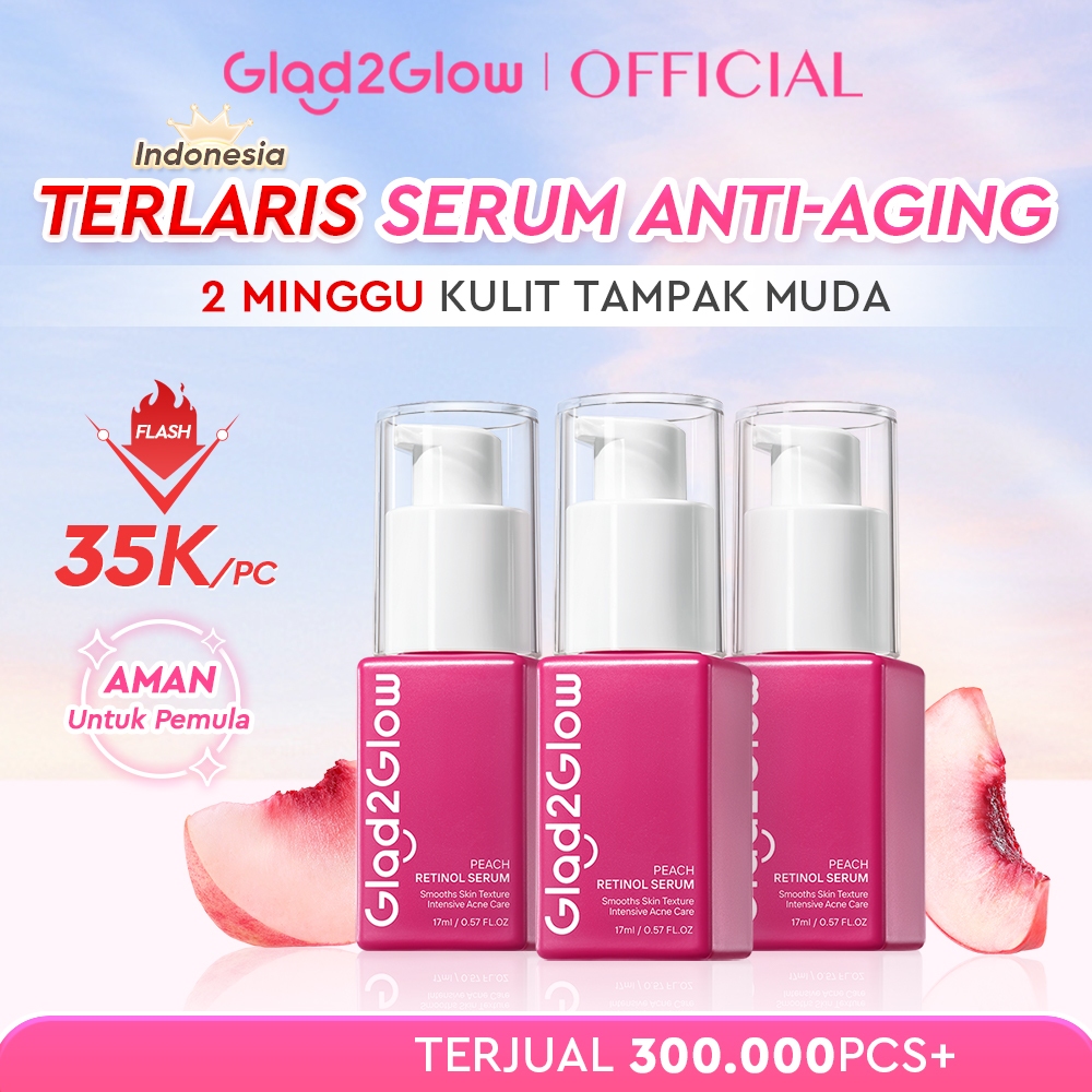 Glad2Glow Peach Retinol Serum aging serum skincare serum wajah Anti-kerut kulit halus Eksfoliasi Pul