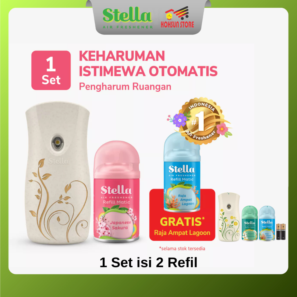 Stella Matic Box Set (Device+Refill) Japanese Sakura - Pengharum Pewangi Ruangan Otomatis - Special 