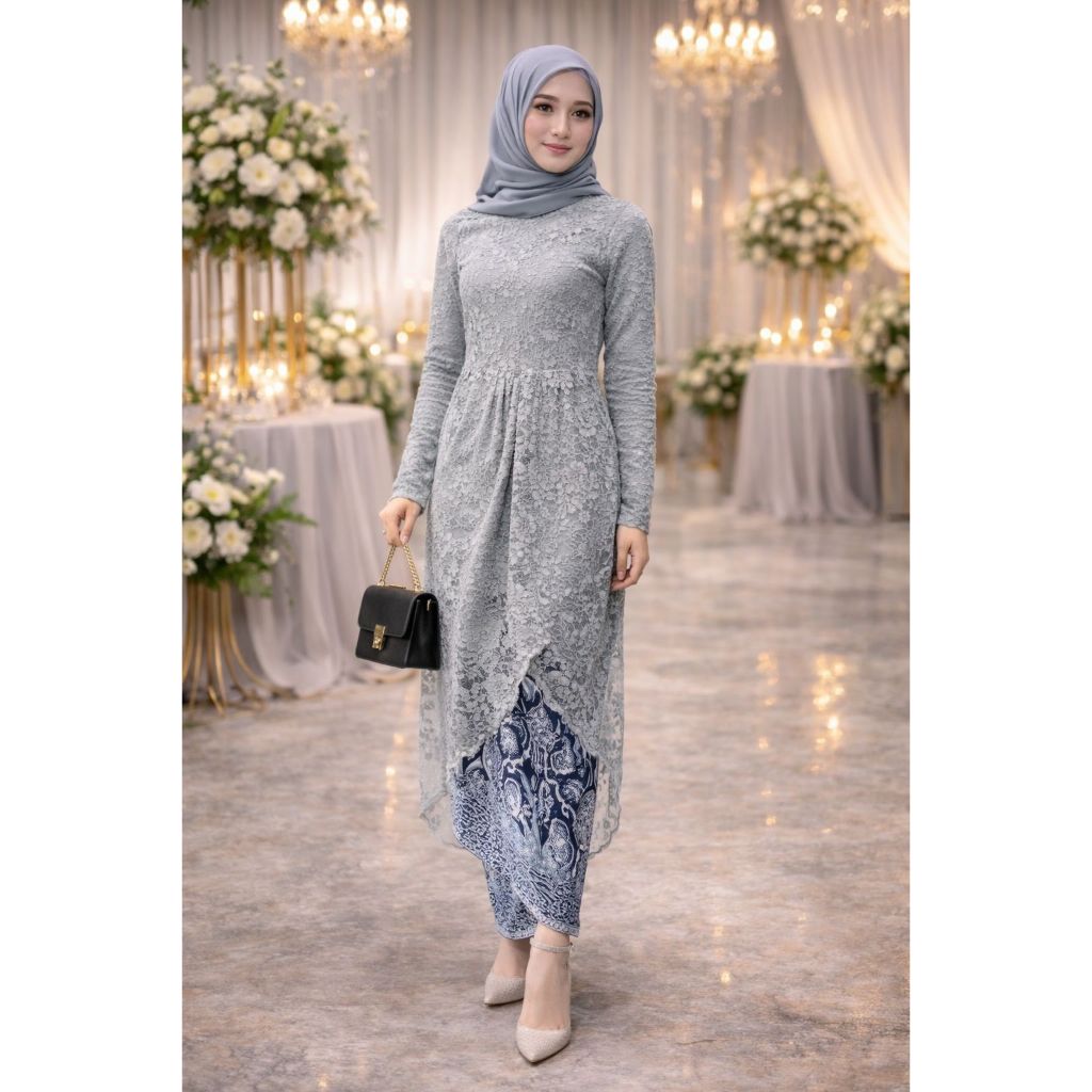 SET KEBAYA AMORA KEBAYA BRUKAT MUTIARA WISUDA KEBAYA MODERN