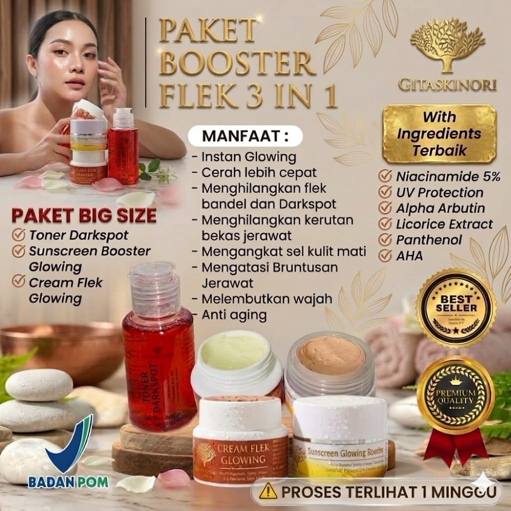 BPOM PAKET 3 IN 1 FLEK Dosis Tinggi Paket Toner Salep Flek Sunscreen Glowing Flek Bandel Flek Hitam 