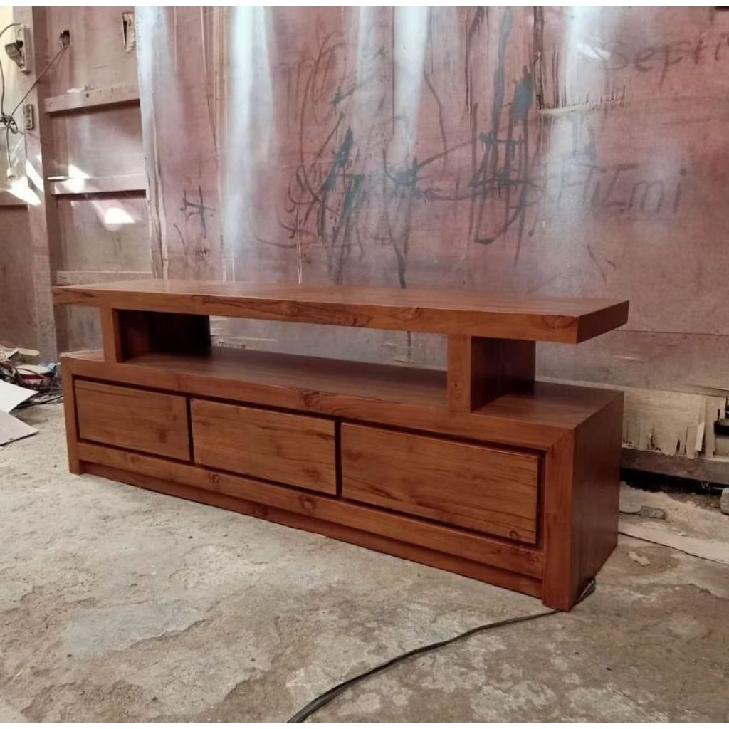 bufet tv pendek kayu jati great A1 solid/bufet minimalis pendek/bufet pendek minimalis jati ukuran 1