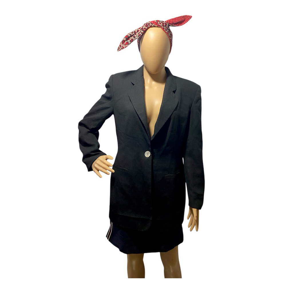 Blazer wanita hitam pekat 1 kancing panjang L