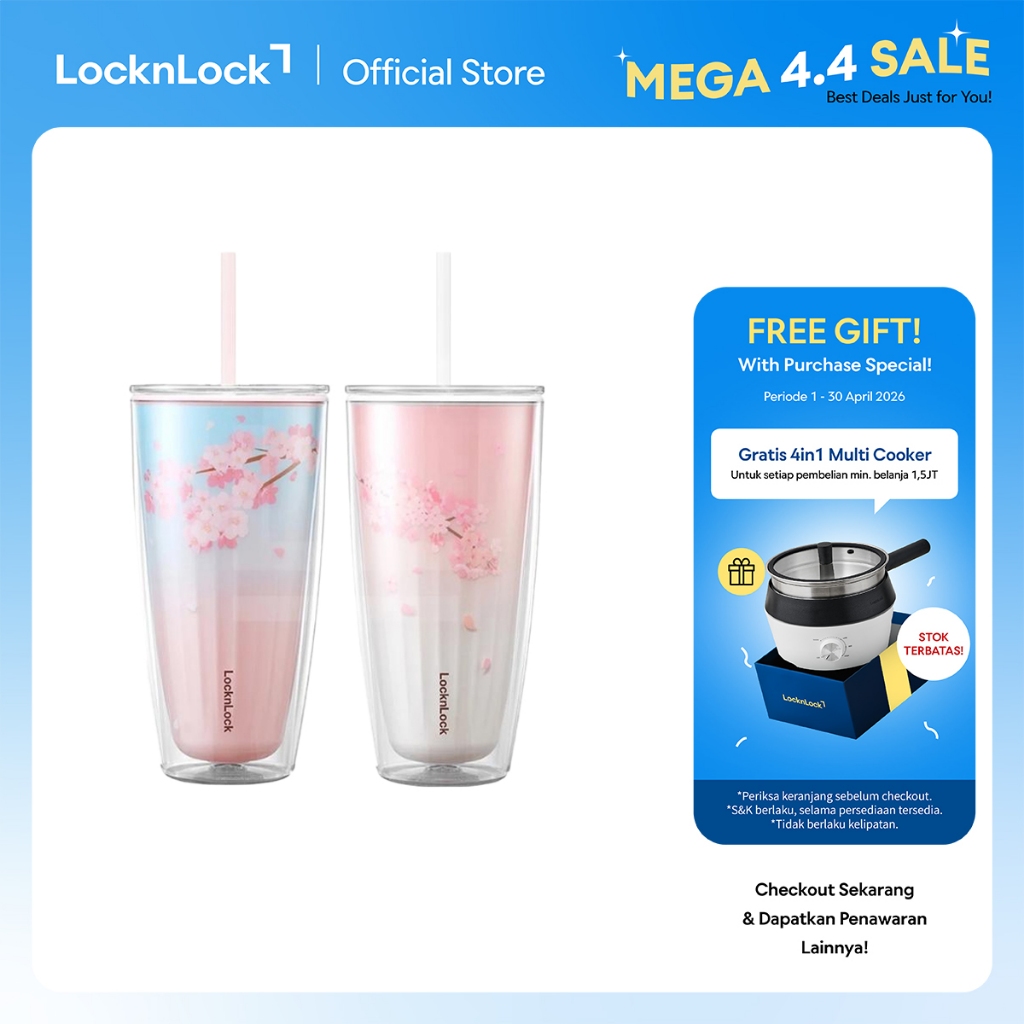 LocknLock Exclusive NEW Double Wall Cold Cup Cherry Blossom 750ml - HAP522