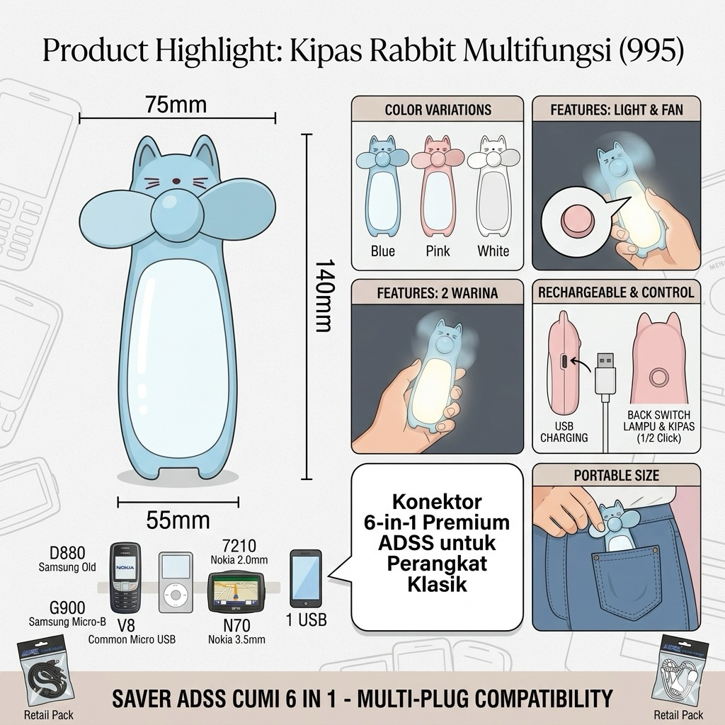 Fan mini led rabbit