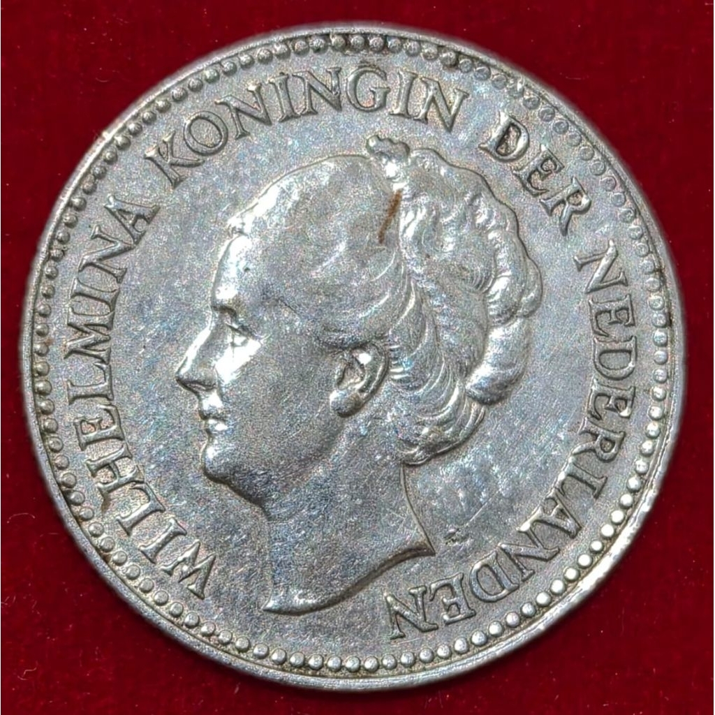 Koin Perak ½ Gulden 1929 Wilhelmina
