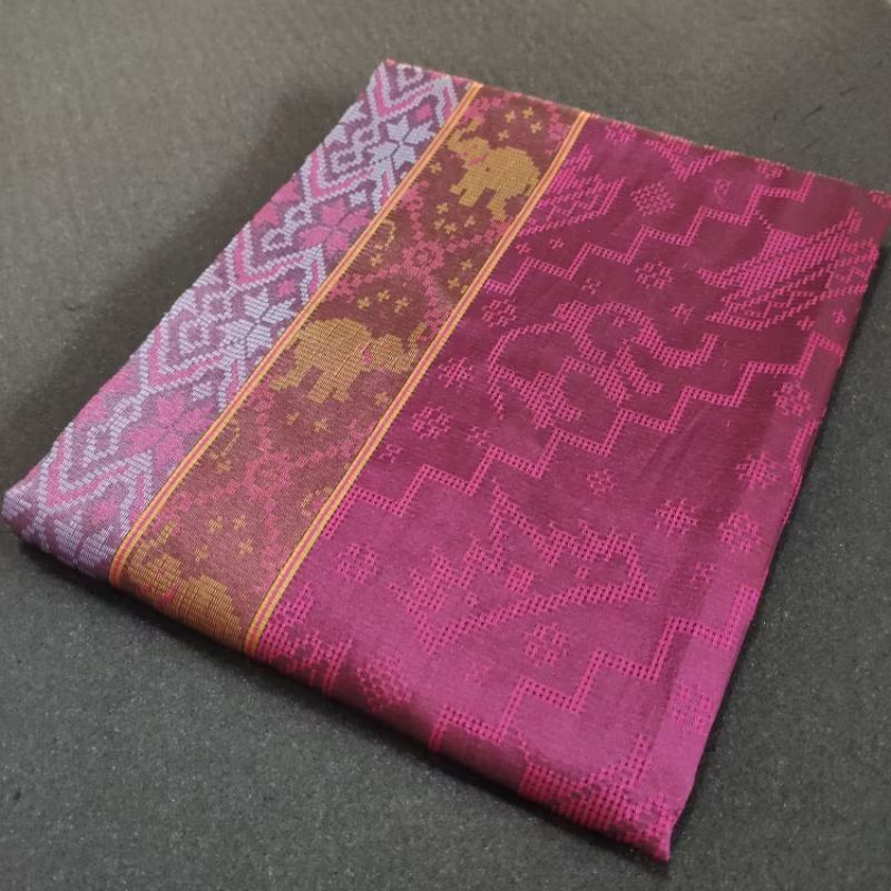 Kain Songket Lampung Pink tua Kemeja Songket Motif Lampung Fushia