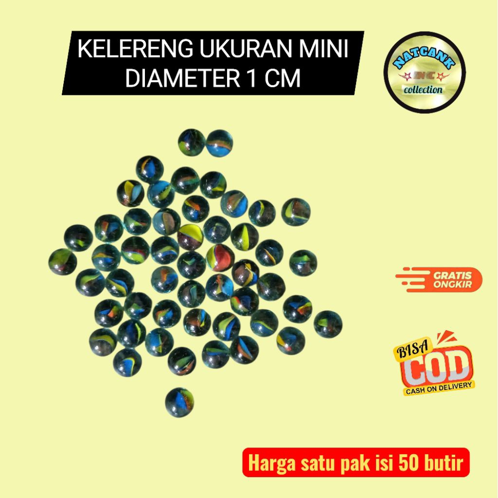 Kelereng Mini motif belimbing isi 50 Butir – Diameter 1 cm