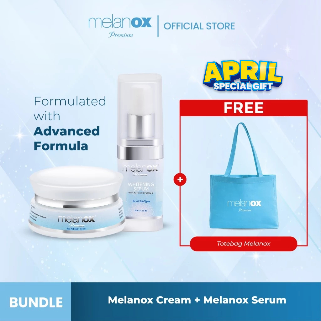 Paket Melanox Premium Serum + Melanox Premium Cream Bundle Combo Cream Serum Whitening Menyamarkan N