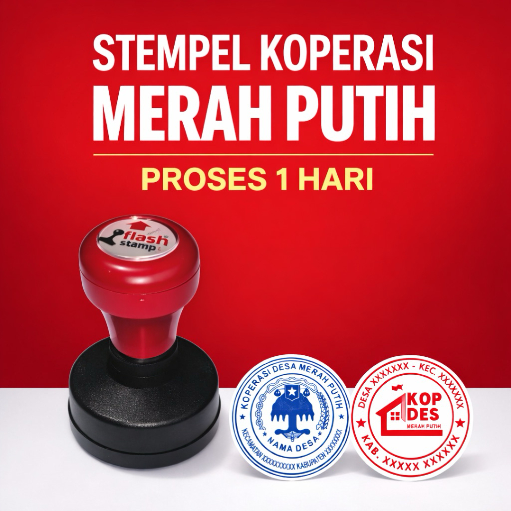 STEMPEL OTOMATIS KOPERASI MERAH PUTIH/STEMPEL KOPERASI DESA/STEMPEL MURAH OTOMATIS