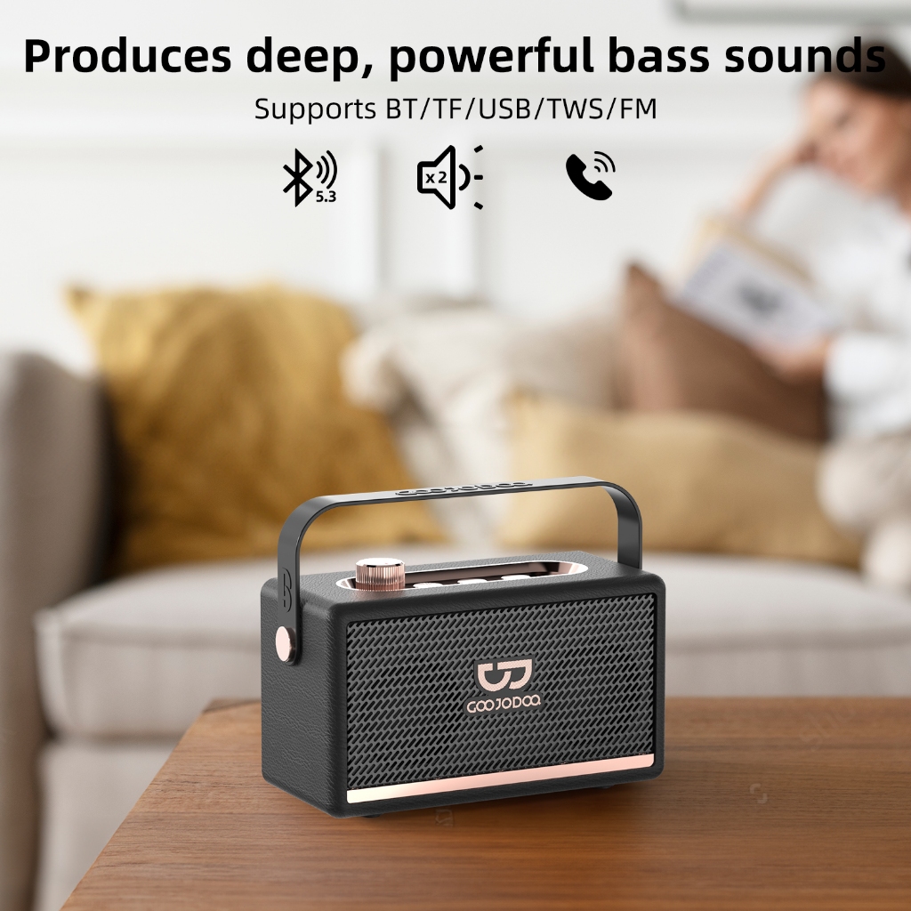 Goojodoq Marshall style Bluetooth speaker 5.3 BT Wireless Connection Support Hands free Calls Enhanc