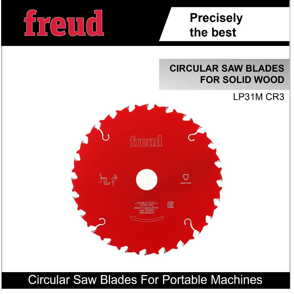 Freud Circular SawBlade, Mata Gergaji Freud 7", 182mm x 25,4mm, 24T untuk Kayu