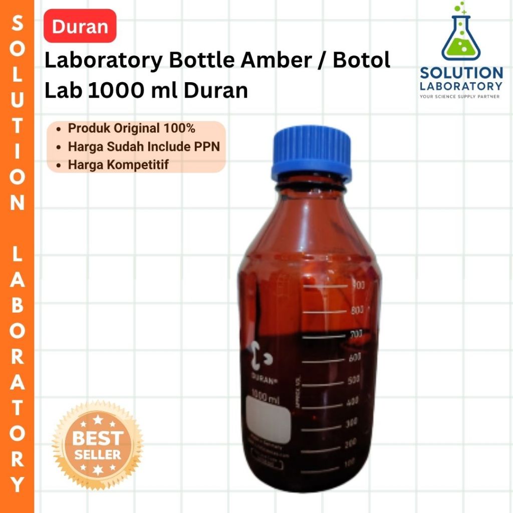 Laboratory Bottle Amber / Botol Lab Coklat 1000 ml Duran