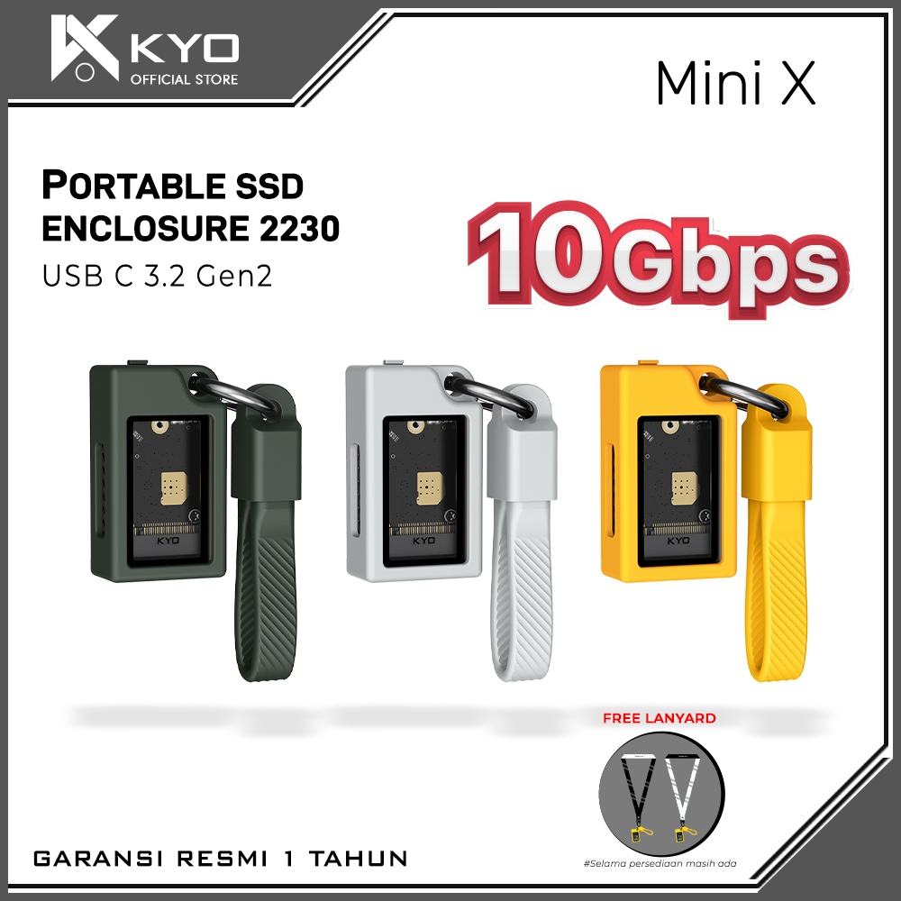 KYO Mini X 10Gbps Portable SSD Enclosure With Active Cooling Fan M.2 NVMe 2230 Handled gaming USB C 