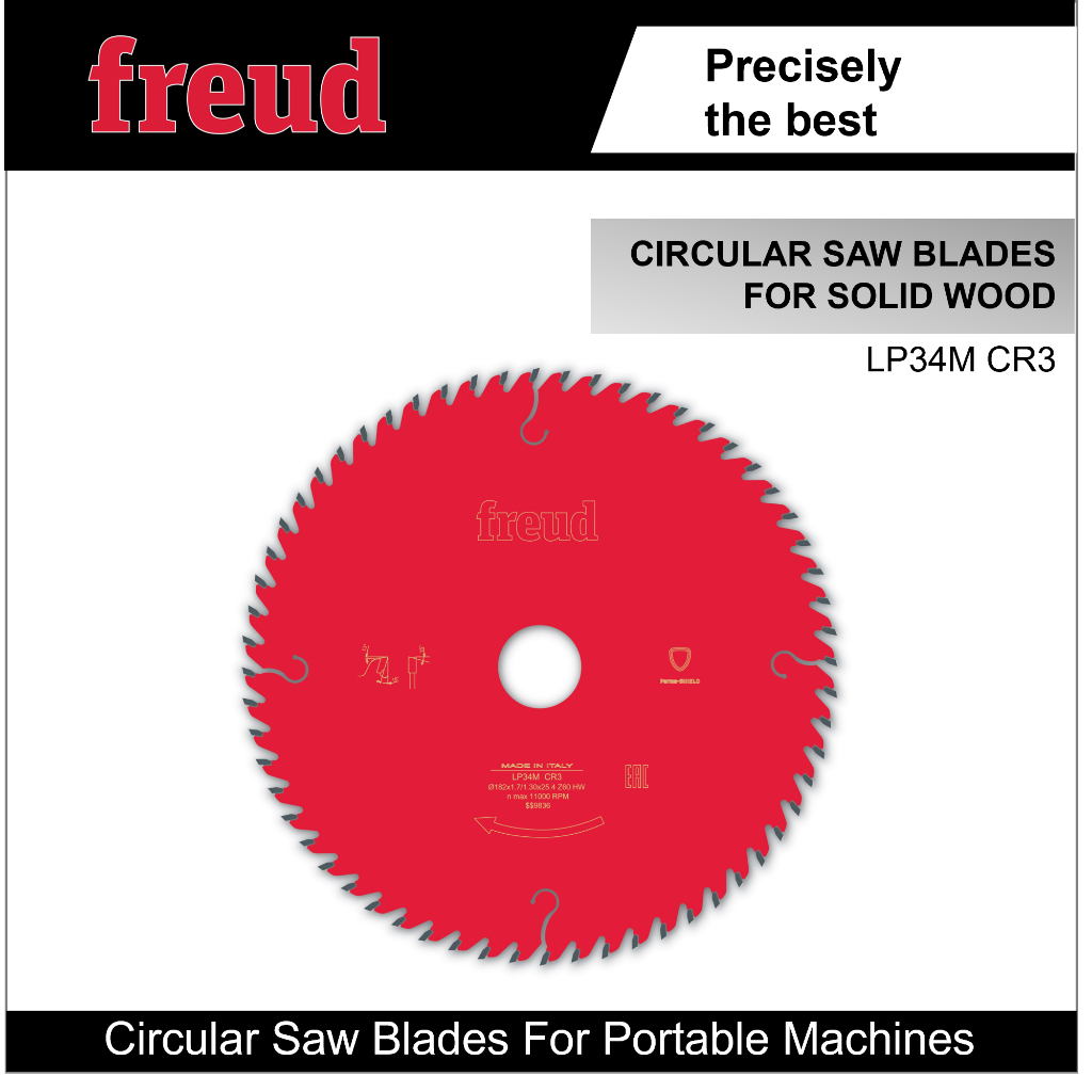 Freud Circular SawBlade, Mata Gergaji Freud 7", 182mm x 25,4mm, 60T untuk Kayu
