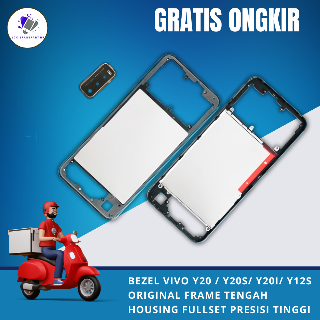 Bezel vivo Y20 / Y20S/ Y20I/ Y12S Original Frame Tengah Housing Fullset Presisi Tinggi