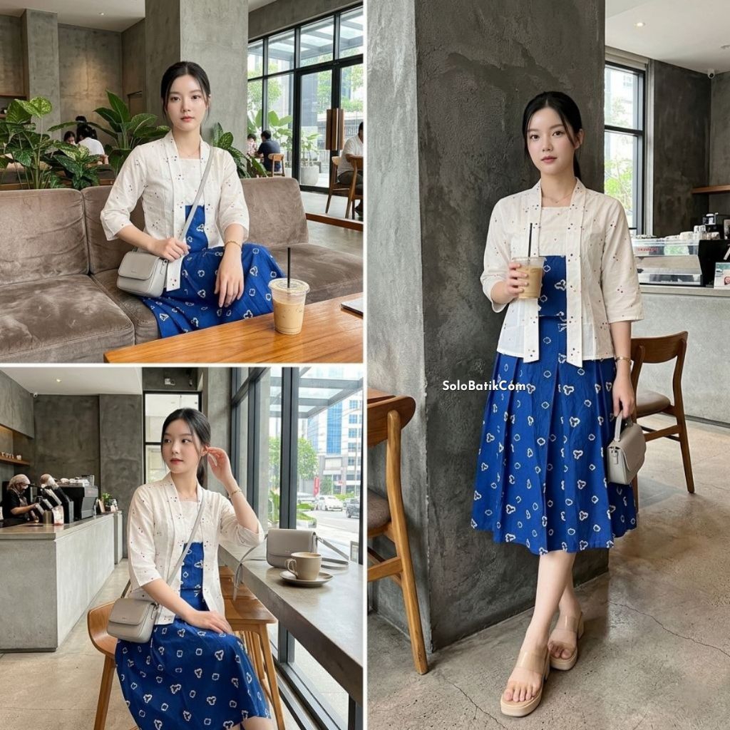 READY KIRIM SETELAN BATIK WANITA BIRU BCA